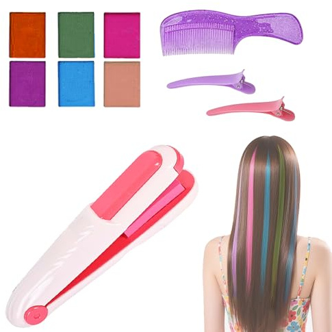 SKIKHN Stylo de Coloration pour Cheveux, Craie Cheveux Colorées pour Filles, 6 Couleurs Kit Coloration Cheveux Enfants, Craies Colorées Non Permanentes, pour Anniversaire Noël Fête d'enfant Cosplay