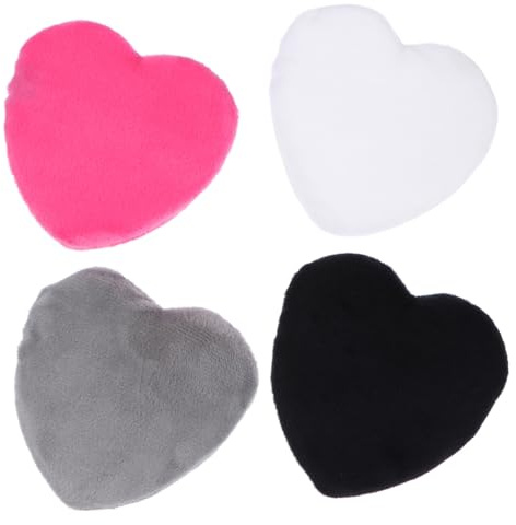 Beaupretty Herzförmige Baumwoll Puderquasten mit Trageband Hautfreundliche Make Up Schwämme für Gesichtspuder Foundation Rouge 4 Stück für Mädchen und Babys
