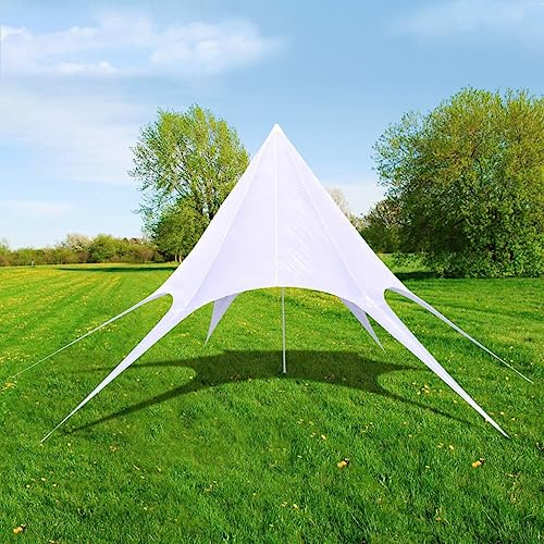 Qnhdfrt Gartenpavillon Hexagon Stern 14m Weiß aus UV-beständigem Oxford-Gewebe mit Stahlrohren für Gartenpartys Grillabende und Outdoor-Events