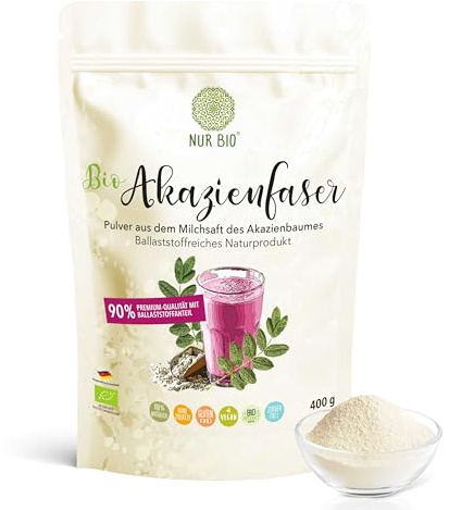Solo polvo de fibra de acacia orgánica, 400 g, goma arábiga orgánica pura 90% fibra dietética insípida
