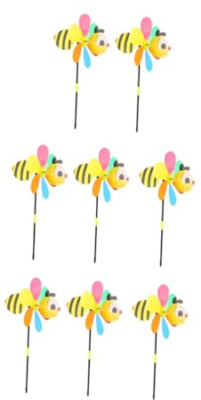 BESPORTBLE 8pcs Bee Windmill Fashion Cartoon Windmill Garden Ornament Plastic Pinwheel