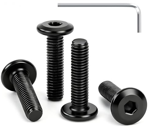 GUNGY Vis à Tête Plate M5 x 16 mm Noir Vis à Six Pans Creux en Acier Inoxydable A2 V2A Boulons de Meubles Hexagonale Filetage Complet avec Clé Allen 25 Pièces