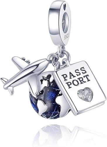 1pcs Perles Charms Breloque Pendentif,Charme Argent acier inoxydable Fusée Astronaute Planète Valise Voyage Pierres pour Européen Bracelets Gifts for Family Friends et Colliers Meilleur Cadeau