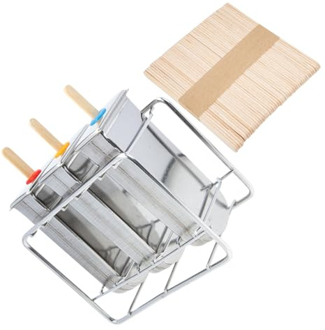 TOPPERFUN Molde para Paletas de Acero Inoxidable con Palitos Reutilizable para Helados DIY Apto para Congelador y Mezclas con Frutas y Yogur