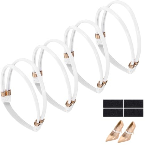 QUARKZMAN 4 Paia Di Cinturini Per Scarpe Con Tacco Alto, Cinturini Elastici Con Strass Per Scarpe Cinturini Rimovibili Per Caviglia Lacci Sostitutivi Cristallo Per Donne, Bianco Lucido