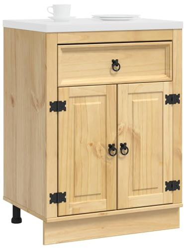 vidaXL Schrank SKI Honigbraun 60 x 46 x 81,5 cm Massives Kiefernholz, Wohnzimmer, rechteckiger Schrank, Moderne Aufbewahrung, Kiefernholz-Design, praktischer Buffet, schicker Essensorganizer