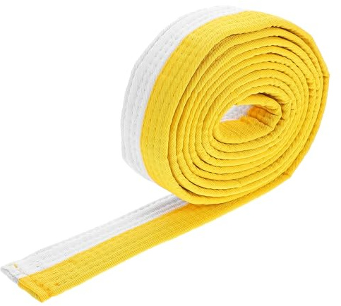 GLEAVI Ceinture de Judo Jaune et Blanche 280 CM Ceinture D’Arts Martiaux Ajustable pour Taekwondo Karaté Aïkido et Hapkido Équipement D’Entraînement Polyvalent pour Passage de Grades