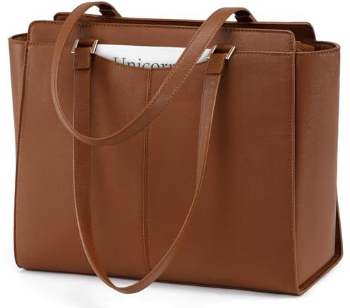 RAINSMORE Handtasche Damen Groß Shopper Tasche Damen Wasserdichte Laptoptasche 15.6 Zoll PU Leder Tote Bag mit Reißverschluss Innentasche Arbeitstasche Schultertaschen Henkeltasche