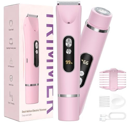 Rasoir Femme 2 en 1 Électrique, Double Tête Rechargeable Type-C, IPX7 Étanche, Rasoir Corps Femme pour Jambes, Aisselles et Maillot, Utilisation Sec et Humide