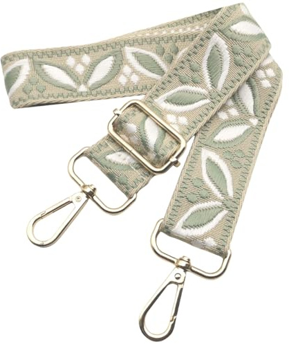 Verstellbarer Taschengurte zum Wechseln, Breite Schultergurt für Taschen Damen, 3.8cm Taschengurt mit Karabiner Gold, Schulterriemen für Damen Moderne Crossbody, Handtasche, Beige-Matcha-Grün, 604