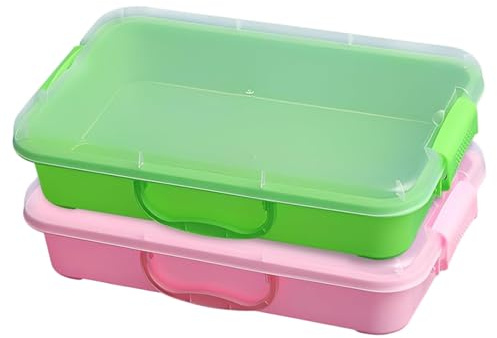 Nuiorfty Bandeja sensorial para niños Paquete de 2 bandejas de Juego portátiles con Tapas y Asas para Juegos sensoriales en Arena en Interiores y Exteriores 13 6x9 1x2 9 Pulgadas