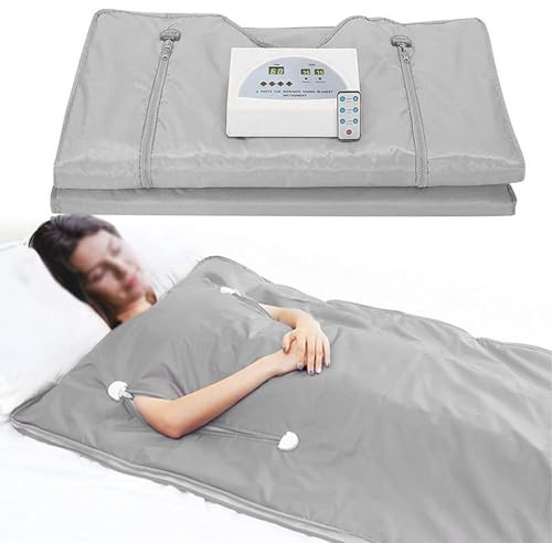 GNbow Manta de Sauna Infrarroja Lejano Portátil con Control de Temperatura Independiente en 2 Zonas, Sauna Portatil Home SPA para Modelar el Cuerpo Desintoxicación Fitness Belleza Fisioterapia