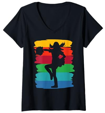 Damen Cheerleaderin Mädchen jubeln Mama Liebe Cheerleading T-Shirt mit V-Ausschnitt