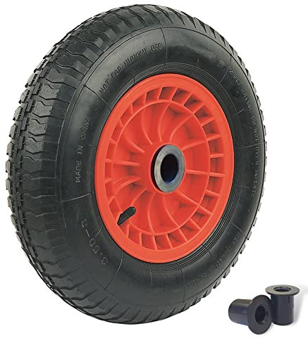 Select Hardware 14 350mm Pneumatic Wheel with 25mm Bore & 13mm Optional Reducer for Wheelbarrow, Replacement Inflatable Tyre 3.50-8, 100kg Capacity