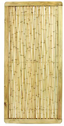 Bambus Sichtschutz Phuket Bambu 179x89cm, Premium mit hellem Holzrahmen - Bambuswand Bambusrohr Sichtschutzwand