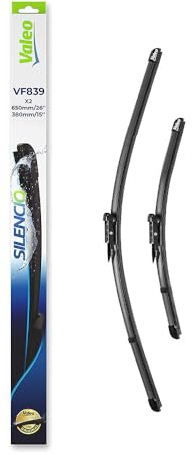 VALEO Silencio Tergicristalli VF839 Kit di Spazzole tergicristallo originali Flat Blade ad Alte Prestazioni, Maggior Visibilità su Strada 650mm/380mm Anteriore Confezione da 2 577839