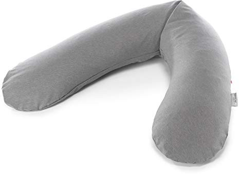Theraline Das Original Stillkissen | 190 cm | Mikroperlen Füllung | inklusive Bezug Melange Mittelgrau
