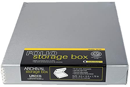 Lineco Aufbewahrungsbox, 22,9 x 30,5 cm, Metallic-Optik, silberfarben, 4,4 cm tief, abnehmbarer Deckel, säurefrei mit Metallrand, schützt Bilder, organisiert Fotos oder Dokumente, Basteln, DIY