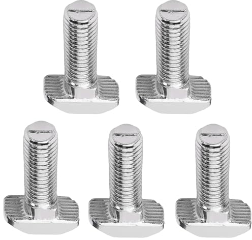 MroMax M8–1,25 x 25 mm T-Schlitzschrauben, Karbonstahl, Drop-in-Bolzen, metrische Hammerkopfschraube für den europäischen Standard 40 Serie, Aluminium-Extrusions, silberfarben, 5 Stück