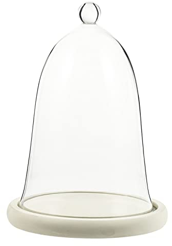 EXCEART Glasglocke Mit Holzboden Glaskuppel Glasglocke Glass Dome Cloche mit Kuppel Transparent Leere Tischdeko für Lichter Wohnaccessoire Weihnachtsdeko Weihnachtsschmuck