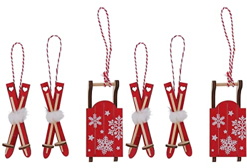 6 STK Lackierter Holzschlitten Schlittenanhänger Aus Holz Weihnachtsbaumschmuck Vintage Feiertagsschlitten Miniatur Schlitten Weihnachtsschlitten Dekorativ Einstellen Büro Kamin