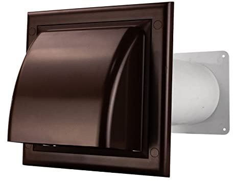 Traversée de mur, hotte aspirante en plastique marron avec clapet anti-retour Ø 150 mm