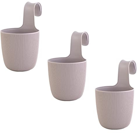 Gariella 3 x Blumentopf zum Hängen, integriertes Drainagesystem, Farbe: Flieder, Ø 15 cm, Pflanztopf-Kübel, Hängetopf, widerstandsfähig, rund, wetterfest, Kunststoff