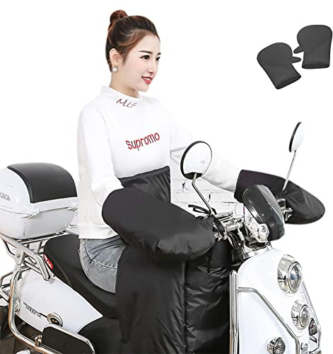 XINCHI Lenkerhandschuhe Motorrad Winter Motorradlenker Stulpen Handschuhe Universal Lenkerstulpen Warm Handwärmer Dick Plüschfutter Lenker Handschuhe Winddicht Gloves Wasserdicht Lenkermuffen Fahrrad