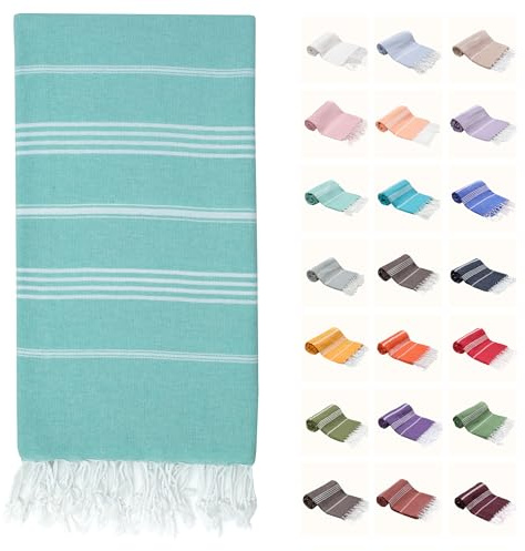 Park & Oz Turcas Peshtemal Toallas de playa, 100% algodón, toallas Turcas, ligeras, de secado rápido, ideales para viajes, yoga, piscina, spa y baño, absorbentes, sin arena, toalla multiusos (menta)