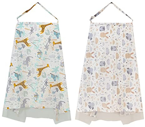 Uposao 2Pcs Couverture d'allaitement Écharpe, Coton Couverture d'allaitement, Respirant Bretelles Réglables Echarpe Allaitement Bebe De Maternité Cape d'allaitement Housses De Siège Auto pour Bébés