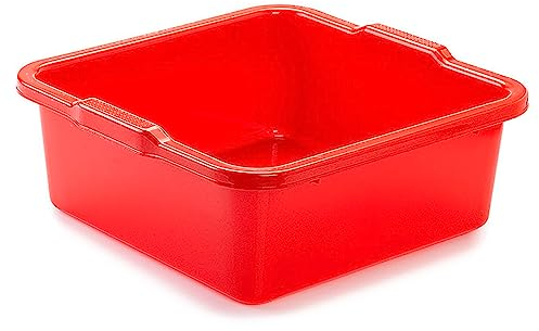 ACAN Tradineur - Cubo, Barreño, Tina Multiusos - Fabricado en plástico - Producto y Utensilio de Limpieza - Forma Cuadrada - Capacidad de 11 litros - 14x36x35 cm - Color Rojo