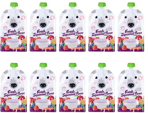 10er-Pack Wiederverwendbare Lebensmittelbeutel, Tragbare Squeeze-Aufbewahrungsbeutel für Babynahrung für Fruchtpüree, 200 Ml Fassungsvermögen