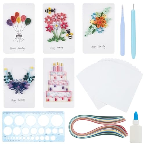 WEBEEDY Papier Quilling Kit 20 Sets Geburtstagskarte Quilling Kit mit Papier Quilling Streifen Werkzeuge Papier Quilling Set DIY Handmade Arts Crafts Weihnachten Geburtstag Valentinstag Geschenke