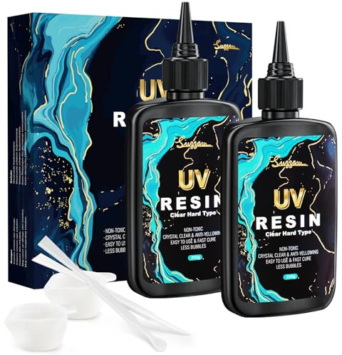 UV-hartssats 500 g, uppgraderad UV-harts, hårt kristallklart, UV-härdande harts, ultraviolett epoxiharts, hårt för smyckestillverkning, gör-det-själv-hantverk - låg lukt