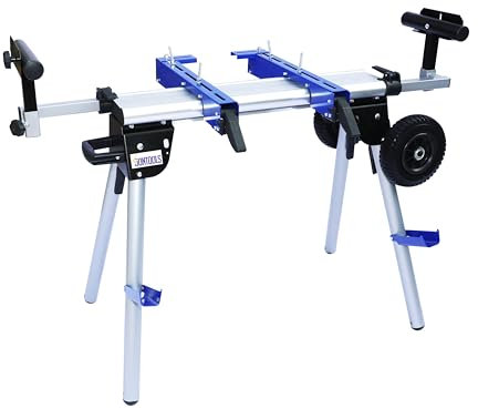 MENIPHIB miter saw stand with wheels, collapsible and portable,mitre saw stand rolling, with mounting brackets,adjustable roller stand for chop saw, Blue