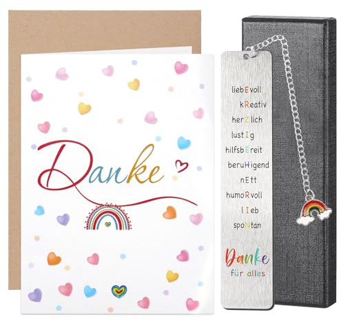 Metall Lesezeichen Edelstahl Set, Dankeschön Geschenke Erzieherin | Abschiedsgeschenk, Bookmark mit Geschenkboxen & Danke Dir Karte, Abschluss Danke Geschenke, für Erzieherin Kita Kindergarten