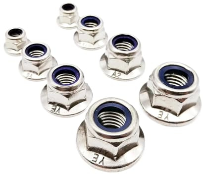 HEXHUASR 10/50 Stück M3 M4 M5 M6 M8 M10 M12 A2-70 304 Edelstahl GB6183 Sechskantflansch Nyloneinsatz Sicherungsmutter Selbstsichernde Nylock-Sicherungsmutter (Size : 50pcs M6)