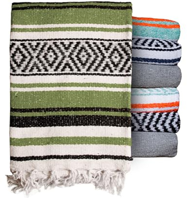 $averPak BodyForge Authentic Mexican Falsa Yoga Blanket (Green/Black/White)