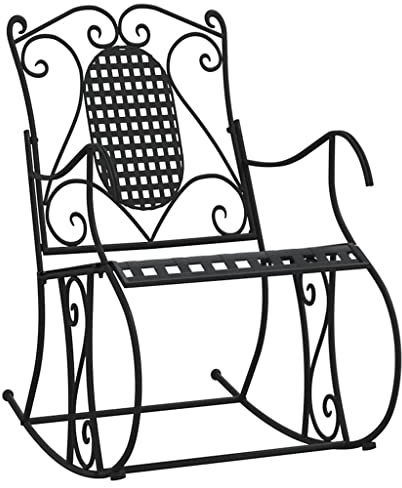 Makastle Schaukelbank Gartenbank Metall Gartenschaukel Sitzbank Balkon Bank Garten Gartenstuhl Parkbank Schwingbank Schaukelstuhl, 84 x 54 x 95 cm Schwarz