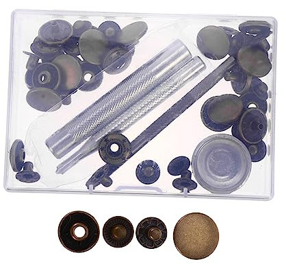SEWACC Leder-druckknopf-set – 12-teiliges Metall-kupfer-druckknopf-nieten Für Die Reparatur Von Kleidung Und Taschen