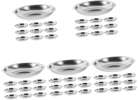 PRETYZOOM 50 Stück kleiner Teller servierschale mit stövchen servierschüsseln grillzubehör soßenschüssel grillzubehã¶r Untertasse Soßenschalen aus Edelstahl Sauce Gericht Rostfreier Stahl