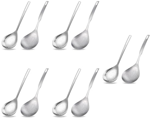 TOPBATHY 10 Piezas Colador De Pimienta Utensilio De Estofado Colador De Araña De Cuchara Escurridor Para Cocinar Cuchara Para Espumadera Cucharas Ranuradas Para Cocinar Acero Inoxidable 304