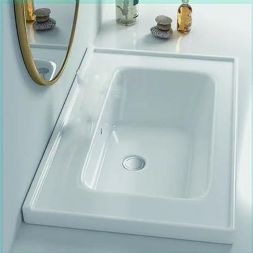 Con desbordamiento vasca da bagno o lavelli da cucina，rettangolare bianca lavello da incasso，Incorporato Lavabo In Ceramica ，ideale per cucine, lavanderie, bar, spazi esterni e ristoranti.(81 * 40cm)