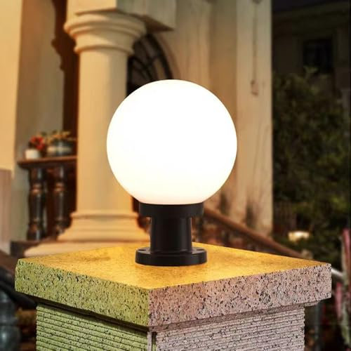 Lampione da Giardino, Lampada Design Sfera da Giardino, Sfera Pilastro Luci, palle luminose da giardino, Lampada da esterno a globo per illuminazione di percorsi (Φ15cm)