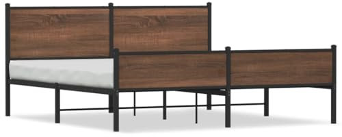 LAPOOH Metallbett ohne Matratze Braun Eichen-Optik 160x200 cm, Bett, Bettgestell, Jugendbett, Schlafzimmer Bett, Bed Frame - 3301414