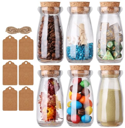 TOEKSIX Mini bocaux en verre de 100 ml avec bouchons en liège pour yaourt, pudding