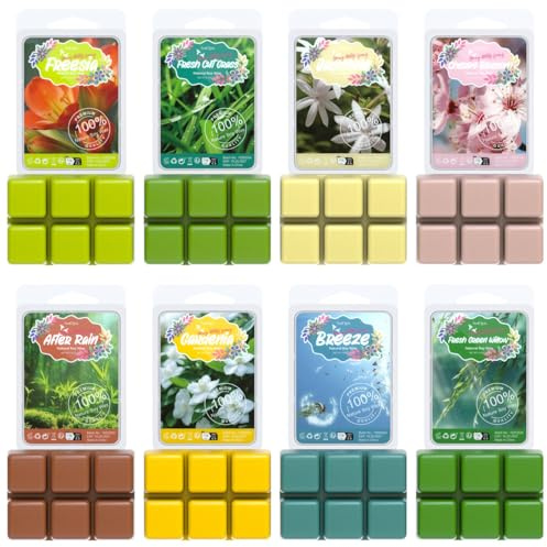 Soulorigin Spring Scented wax Melts, Scented Soy Wax Cubes Gift Set for Wax Warmer- Freesia, Freshly Cut Grass, Jasmine, Breeze, Soil After Rain, Fresh Green Willow, Cherry Blossoms, Gardenias,8x2.5oz