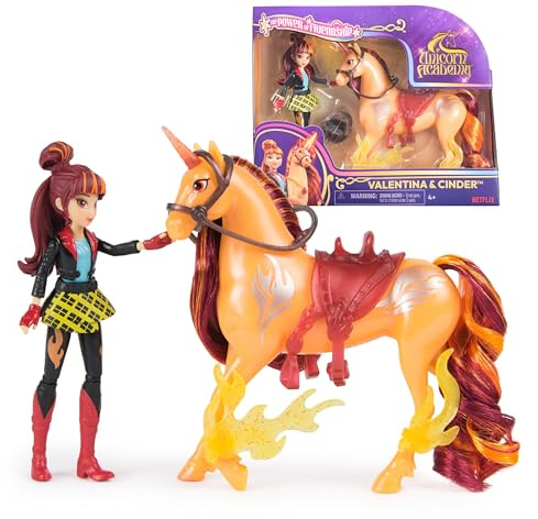 Unicorn Academy - L'Ecole des Licornes - Licorne Cinder + Poupée Valentina - Licorne, Poupée Et Accessoires À Collectionner- Jouets Inspirés De La Série L'Ecole des Licornes - Jouet Enfant 4 Ans Et +