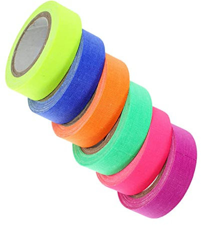 HAPINARY 6rollos Cinta Fluorescente De Tape De Neón para Manualidades Decoraciones De Fiesta y Compatible Luz UV