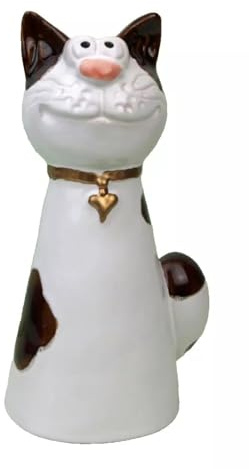 Generisch Zaunhocker Katze 19 x 8,5cm Pfahlhocker Zauntier Gartendeko Figur Gartenfigur aus Steingut (Dreamy)